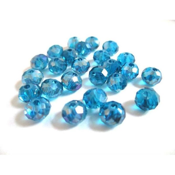 10 Perles Cristal Rondelle  À Facettes  Bleu 6X5Mm - Photo n°1