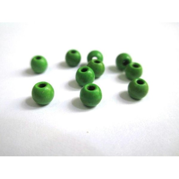 20 Perles Vert En Turquoise De Synthèse 4Mm - Photo n°1