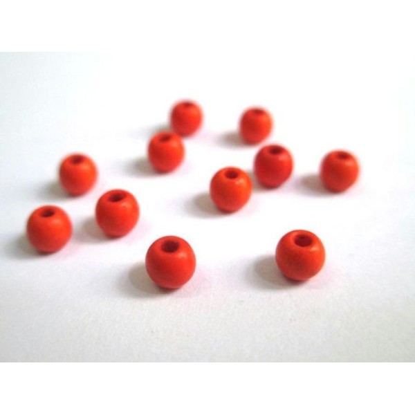 20 Perles Orange En Turquoise De Synthèse 4Mm - Photo n°1