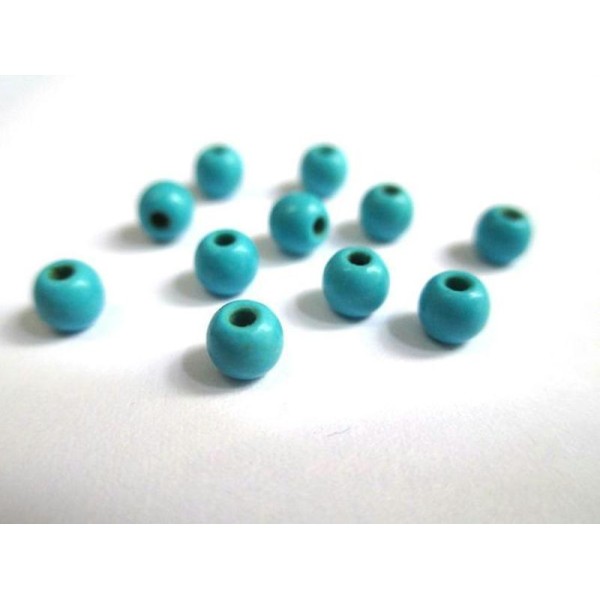20 Perles Bleu En Turquoise De Synthèse 4Mm - Photo n°1