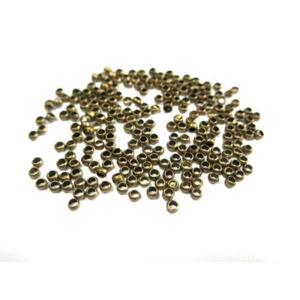 250 Perles À Écraser Métal Couleur Bronze  2Mm - Photo n°1