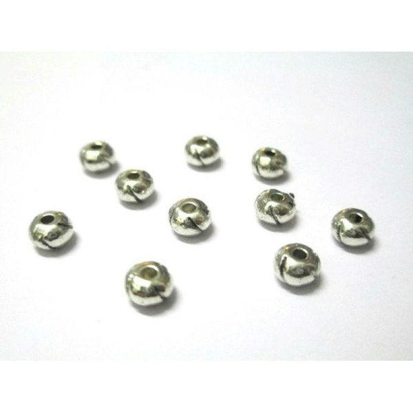 10 Perles Métal Intercalaires Rondelle Couleur Argent 5.5X4Mm - Photo n°1