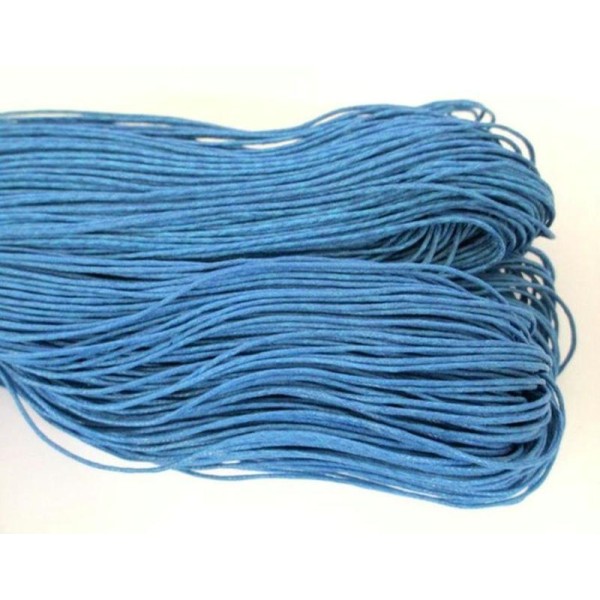 10 Mètres Fil Coton Ciré Bleu Azur 1Mm - Photo n°1