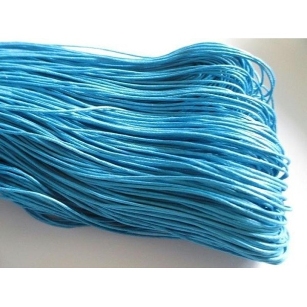 10 Mètres Fil Coton Ciré Bleu Turquoise 1Mm - Photo n°1
