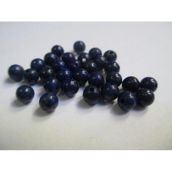 10 Perles Lapiz Lazuli 4Mm (G-08) - Photo n°1