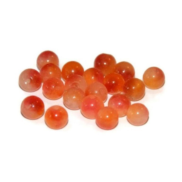10 Perles Jade Naturelle Couleur Nuance D 'Orange 6Mm (2) - Photo n°1