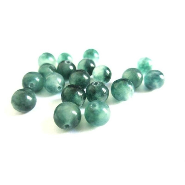 10 Perles Jade Naturelle Nuance De Vert   6Mm - Photo n°1