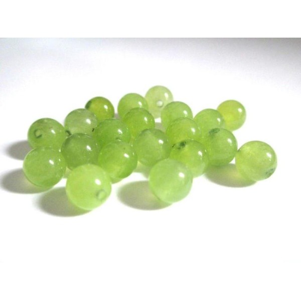 10 Perles Jade Naturelle Vert 6Mm (16) - Photo n°1