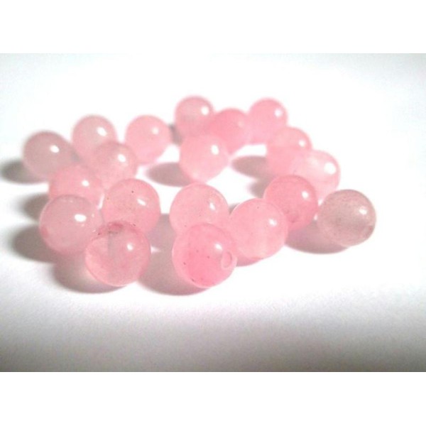 10 Perles Jade Naturelle Rose 6Mm (7) - Photo n°1
