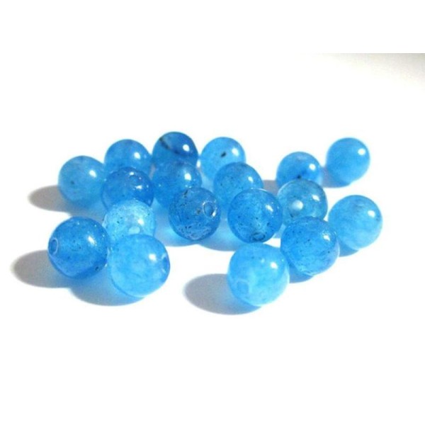 10 Perles Jade Naturelle Bleu 6Mm (2) - Photo n°1