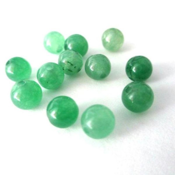 10 Perles Jade Naturelle Vert 6Mm - Photo n°1