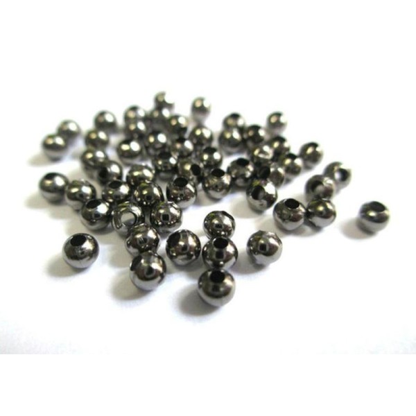 100 Perles Intercalaires Séparateurs En Métal  3Mm Couleur Gun Métal - Photo n°1