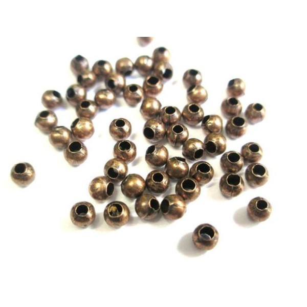 100 Perles Intercalaires Séparateurs En Métal  3Mm Couleur Cuivré - Photo n°1