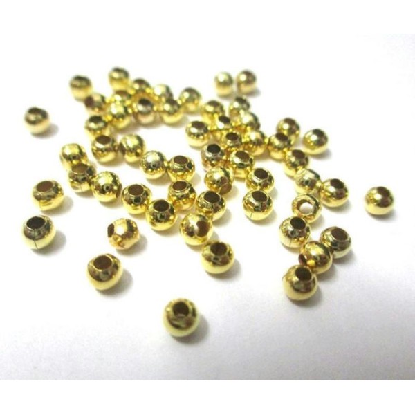 100 Perles Intercalaires Séparateurs En Métal  3Mm Couleur Doré - Photo n°1