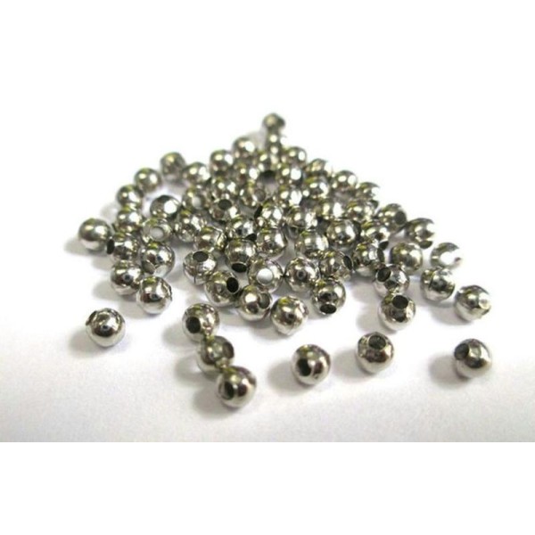 100 Perles Intercalaires Séparateurs En Métal  3Mm Couleur Argenté - Photo n°1