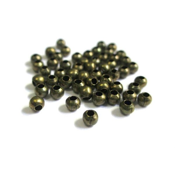100 Perles Intercalaires Séparateurs En Métal  3Mm Couleur Bronze - Photo n°1