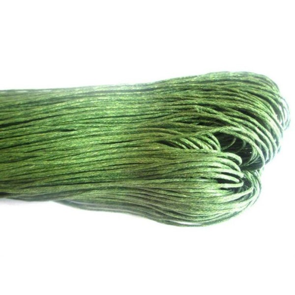 20 Mètres Fil Coton Ciré Vert Olive  0.7Mm - Photo n°1