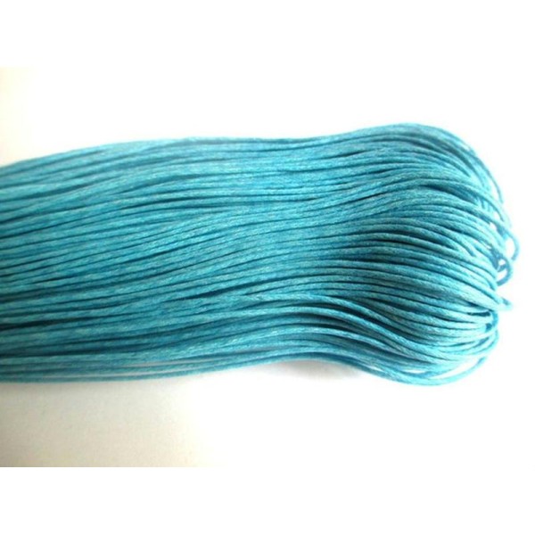 20 Mètres Fil Coton Ciré Bleu Turquoise 0.7Mm - Photo n°1