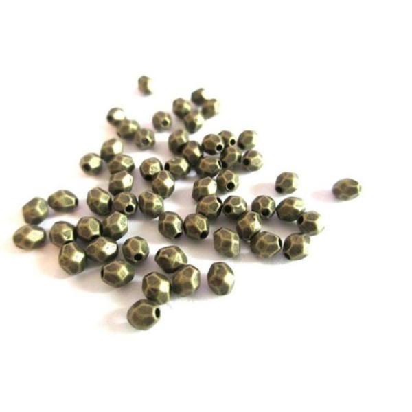 25 Perles Intercalaire A Facettes En Métal Couleur Bronze 4X3.5Mm - Photo n°1