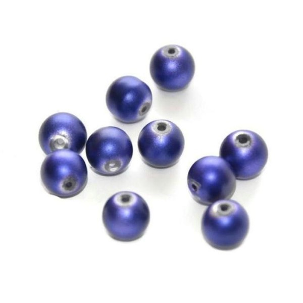 10 Perles Violet Brillant En Verre 8Mm - Photo n°1