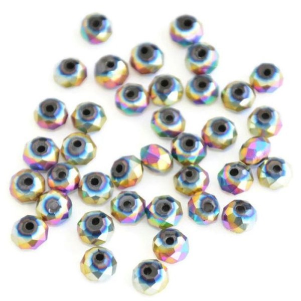 20 Perles Cristal À Facettes Multicolore  6X5Mm - Photo n°1
