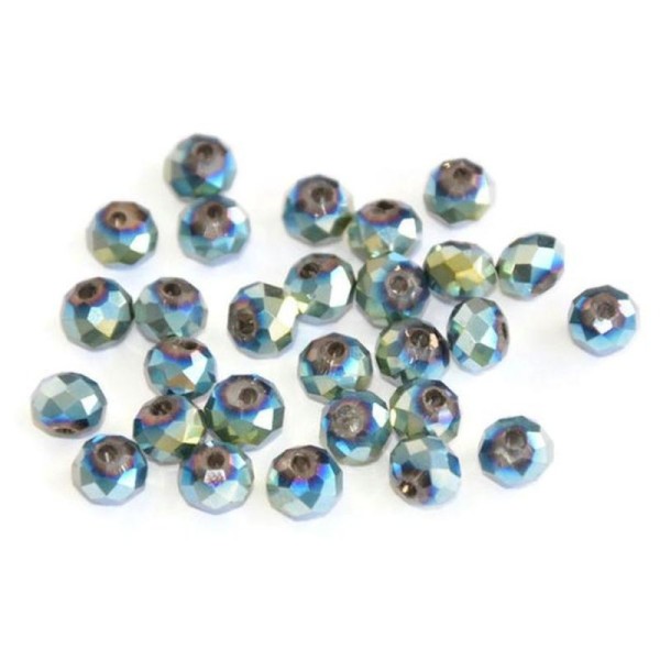 20 Perles Cristal À Facettes Bleu 6X5Mm - Photo n°1