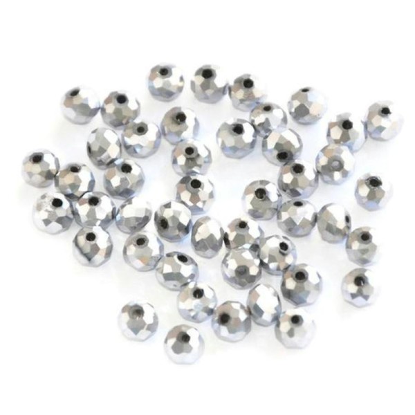 20 Perles Cristal À Facettes Argenté 6X5Mm - Photo n°1