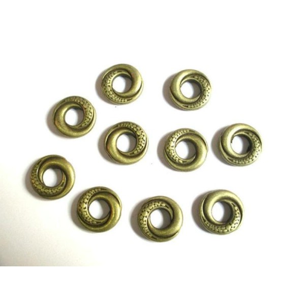 20 Perles Plate Forme Donut En Métal 15Mm Couleur Bronze Vieilli - Photo n°1