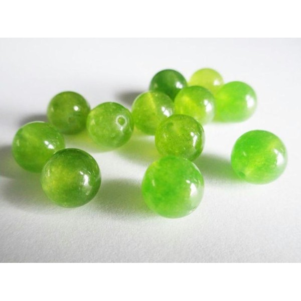 10 Perles Jade Naturelle Vert 10Mm - Photo n°1