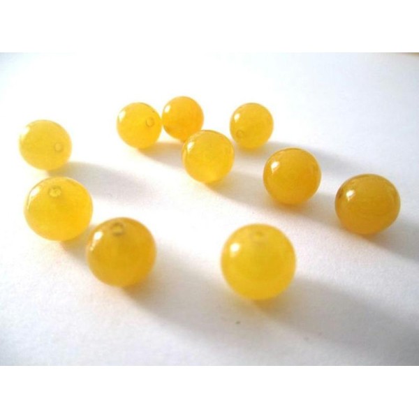 10 Perles Jade Naturelle Orange 8Mm (25) - Photo n°1