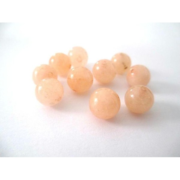 10 Perles Jade Naturelle Saumon 8Mm (23) - Photo n°1