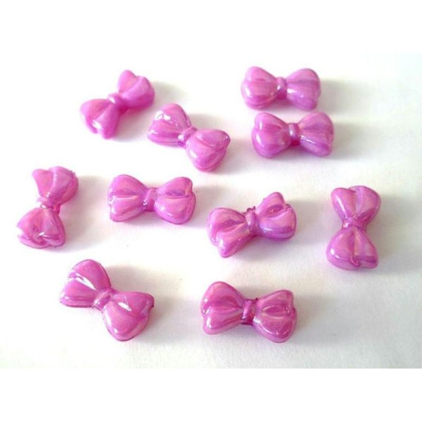 10 Perles  Papillon Acrylique Couleur Mauve 18X10X6 Mm - Photo n°1