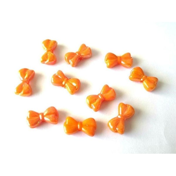 10 Perles Papillon Acrylique Couleur Orange 18X10X6 Mm - Photo n°1