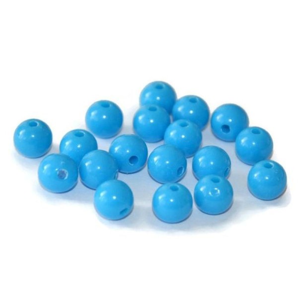 10 Perles Acrylique Bleu 8Mm - Photo n°1
