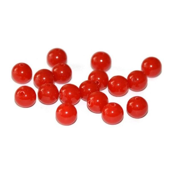 10 Perles Acrylique Rouge 8Mm - Photo n°1