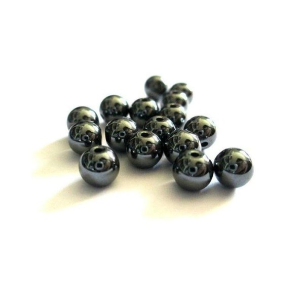 10 Perles Hématite Non Magnétique  10Mm (G-44) - Photo n°1