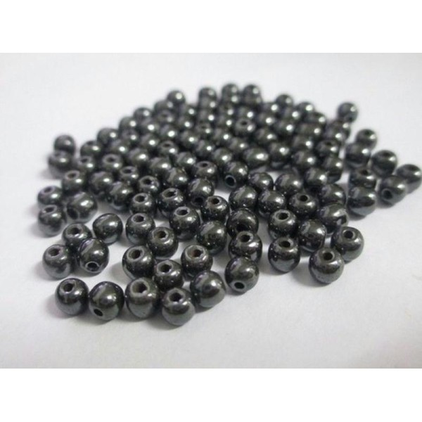 100 Perles Hématite Non Magnétique 4Mm  (E-42) - Photo n°1