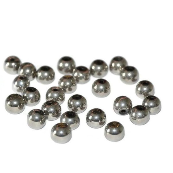 20 Perles En Verre Electroplate Argenté 6Mm - Photo n°1