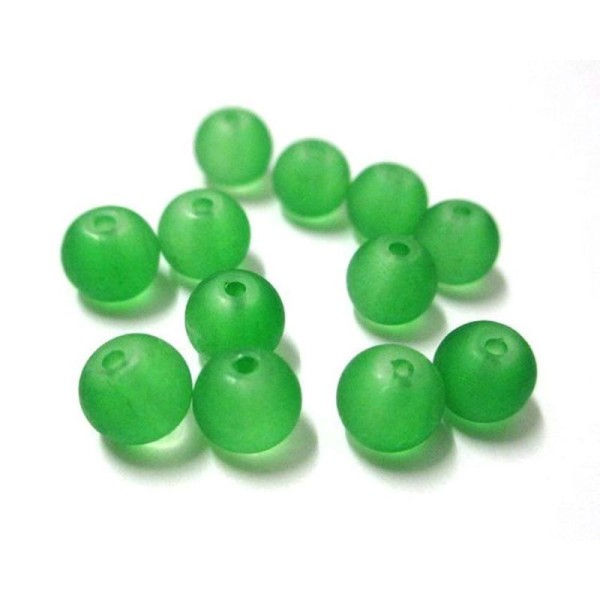 20 Perles Givré Vert En Verre  6Mm (J-21) - Photo n°1