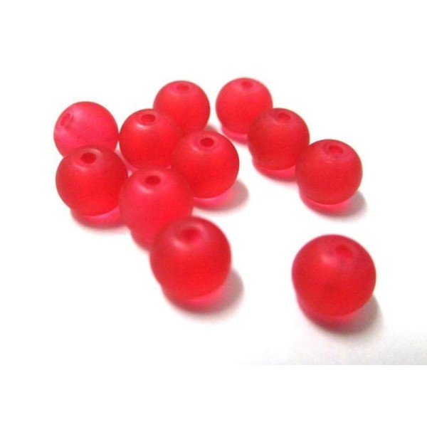 20 Perles Givré Rouge En Verre  6Mm (J-22) - Photo n°1