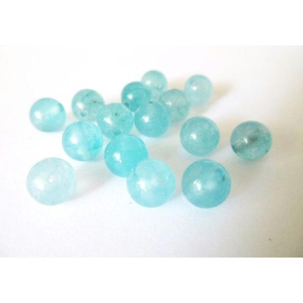 10 Perles Jade Naturelle Bleu  8Mm - Photo n°1