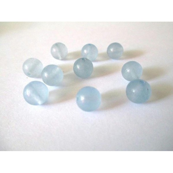 10 Perles Jade Naturelle Bleu Clair 8Mm - Photo n°1