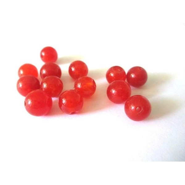 10 Perles Jade Naturelle Rouge 8Mm - Photo n°1