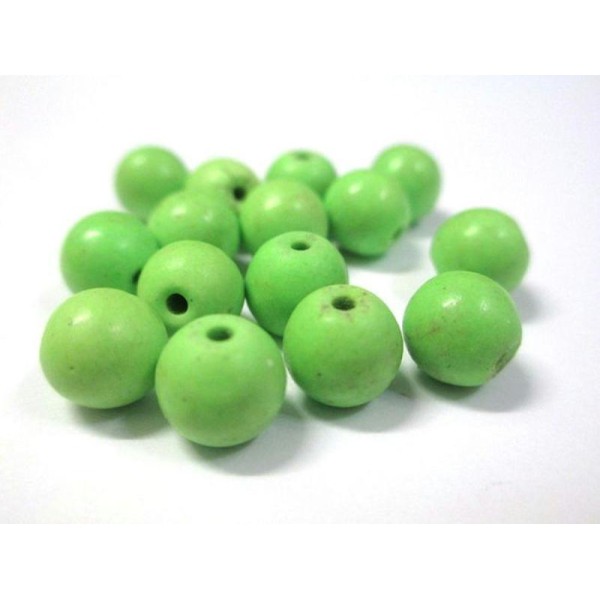 10 Perles Vertes En Turquoise De Synthèse 8Mm - Photo n°1
