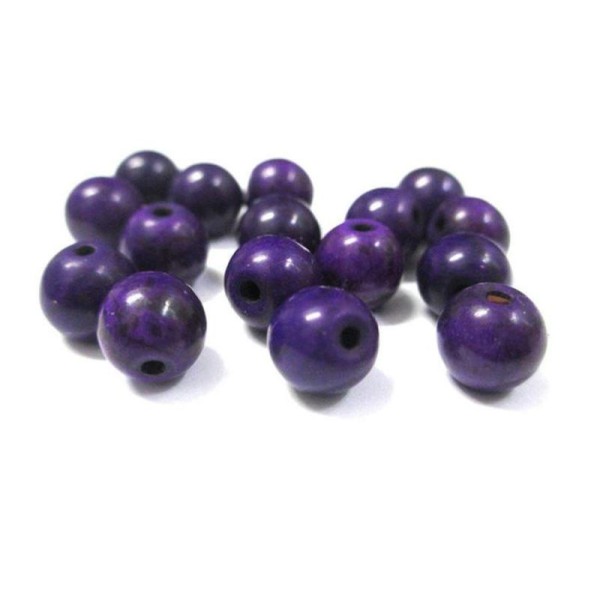 10 Perles Violettes En Turquoise De Synthèse 8Mm - Photo n°1