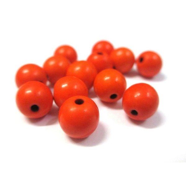 10 Perles Orange En Turquoise De Synthèse 8Mm - Photo n°1