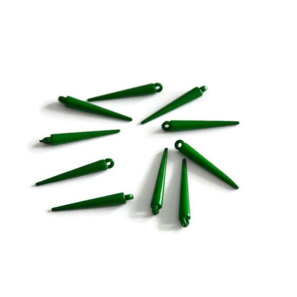 10 Perles Spike Acrylique Couleur Vert Foncé 33Mm - Photo n°1