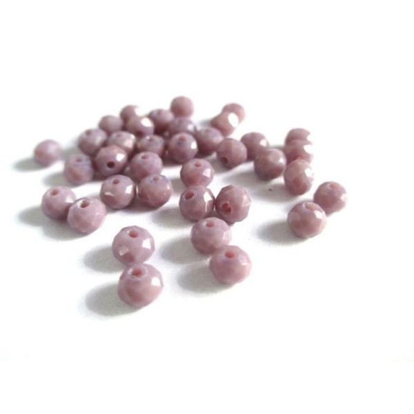 20 Perles Cristal Rondelle  À Facettes Violet 4X3Mm - Photo n°1