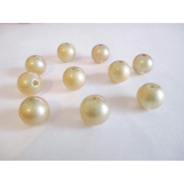 10 Perles Doré  Brillant En Verre  10Mm - Photo n°1