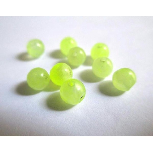 20 Perles Jade Naturelle Jaune Clair 4Mm (G-15) - Photo n°1